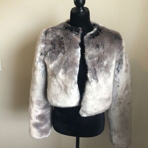 Silver fox faux fur jacket